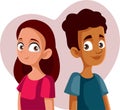 Cute Teenagers Falling in Love Vector Cartoon Royalty Free Stock Photo