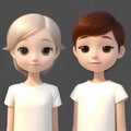 teen children couple looking at you in 3D render style, Generative AI