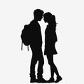 Teen couple silhouette. Couple in love. Vector illustration Royalty Free Stock Photo