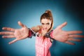 Teen crime - teenager girl in handcuffs