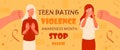 Teen dating violence awareness month is celebrated in February on USA. Victim scene. Stressed person in shame and hands