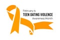 Teen Dating Violence Awareness Month. Vector illustration with ribbon on white