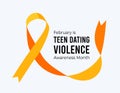 Teen Dating Violence Awareness Month. Vector illustration with ribbon on white