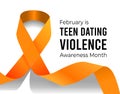 Teen Dating Violence Awareness Month. Vector illustration with ribbon on white