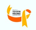 Teen Dating Violence Awareness Month. Vector illustration with ribbon on white