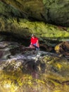 Teen Explores Cave Royalty Free Stock Photo