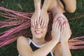 Teen friends in playful attitude Royalty Free Stock Photo