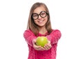 Teen girl with apple Royalty Free Stock Photo