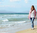 Teen girl on the beach Royalty Free Stock Photo