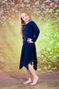 Teen girl in blue dance costume Royalty Free Stock Photo