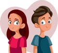 Teen Girl and Boy Falling in Love Vector Cartoon Royalty Free Stock Photo