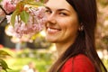 Teen girl charming happy smiling in garden