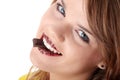 Teen girl eating chocolate Royalty Free Stock Photo