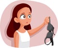 Teen Girl Experiencing Puberty Holding a Bra Royalty Free Stock Photo