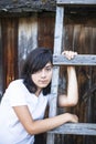 Teen girl with expressive eyes, a portrait in the countryside. Emo. Royalty Free Stock Photo