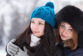 Teen girl friends outdoors in winter