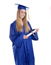Teen girl in graduation cap and gown