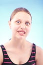 Teen girl grimacing Royalty Free Stock Photo