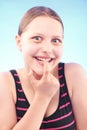 Teen girl grimacing Royalty Free Stock Photo