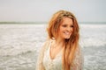 Teen girl happy at the beach Royalty Free Stock Photo