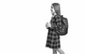 teen girl having school education, copy space. photo of teen girl with backpack. school education Royalty Free Stock Photo