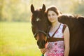 Teen girl and her horse Royalty Free Stock Photo