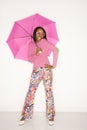 Teen girl holding umbrella. Royalty Free Stock Photo