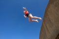 Teen Girl Jumping Blue Sky Royalty Free Stock Photo