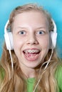 Teen girl listening to music Royalty Free Stock Photo