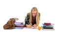 Teen girl making homework for school Royalty Free Stock Photo