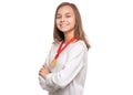 Teen girl with medal