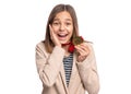 Teen girl with medal