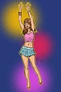 Teen Girl In Mini Skirt. Woman Disco Dance