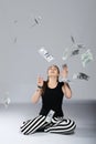 Teen girl and money Royalty Free Stock Photo