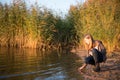 teen girl near lake water