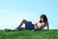 Teen girl in outdoor study Royalty Free Stock Photo