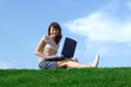 Teen girl in outdoor study Royalty Free Stock Photo