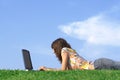 Teen girl in outdoor study Royalty Free Stock Photo