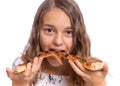Teen girl with pizza