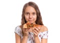 Teen girl with pizza