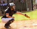 Teen girl playing softball