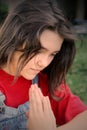 teen girl praying Royalty Free Stock Photo