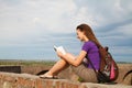 Teen girl reading the Bible Royalty Free Stock Photo