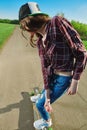 Teen girl rides a longboard