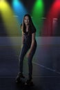 Teen girl at roller skating rink disco Royalty Free Stock Photo