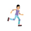 Teen girl rolling on roller blades, active lifestyle vector Illustration Royalty Free Stock Photo