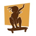 teen girl skateboard silhouette vector illustration