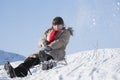 Teen girl sledding Royalty Free Stock Photo