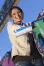 Teen Girl with Spray Paint Can Royalty Free Stock Photo