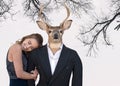 Teen girl with stag in tuxedo